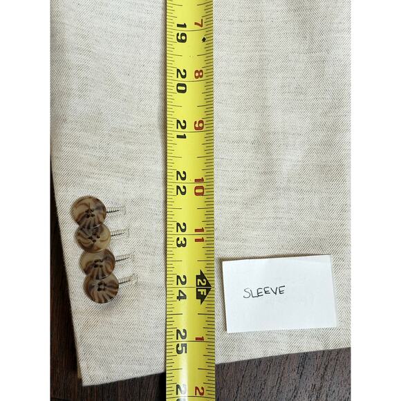 Suitsupply Linen Havana Double Breasted Slim Blazer Herringbone Beige 56 / 46 - Picture 7 of 9